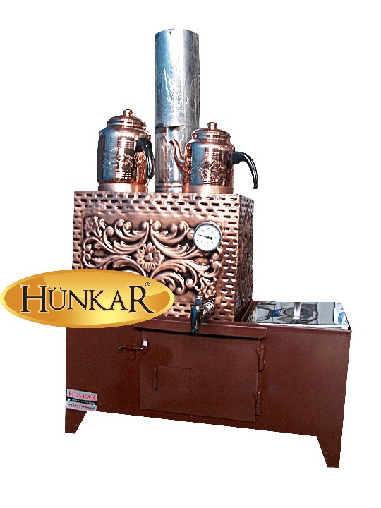 2 Demlikli 30 litre bakır Sobalı Kumda Kahveli Ateş Tuğlalı Çay Kazanı