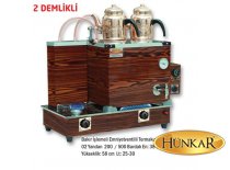 fırın boyalı içi bakır dışı Ahşap Doğalgazlı emniyet ventilli 2 Demlikli bakır çay kazanı