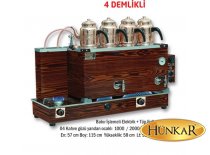 Ahşap Doğalgazlı 4 Demlikli içi bakır çay kazanı