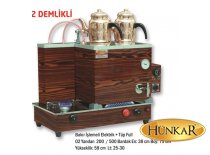 Ahşap buhar kilitlemeli 2 Demlikli içi bakır çay kazanı 