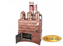 Yeni 3'lü 40 litre bakır Ateş Tuğlalı Odun ve Kömürlü Çay Kazanı