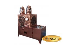 2 Demlikli 30 litre bakır Sobalı Kumda Kahveli Ateş Tuğlalı Çay Kazanı
