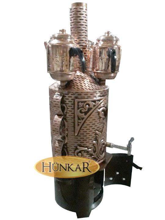 SEMAVER 25 LİTRE 3 DEMLİKLİ BAKIR İŞLEMELİ ISI ve SU GÖSTERGELİ TUĞLASIZ