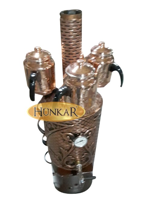 SEMAVER 25 LİTRE 3 DEMLİKLİ BAKIR İŞLEMELİ ISI ve SU GÖSTERGELİ TUĞLASIZ