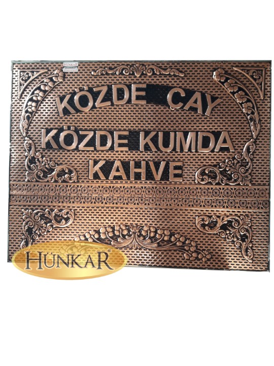 Semaverci bakır tezgah önü giydirme ve bakır tabela 