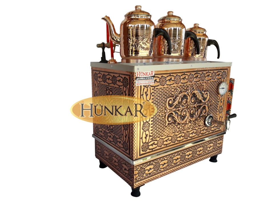BAKIR ÇAY KAZANI SADE ELEKTRİKLİ 3'LÜ İZOLASYONLU SU OTOMATİKLİ ÇİFT REZİSTANSLI