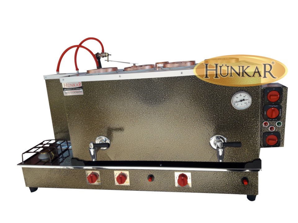 ÇAY KAZANI 4 DEMLİKLİ STATİK BOYALI ELEKTRİKLİ VE TÜPLÜ EMNİYET VENTİLLİ TERMOKUPURLU 