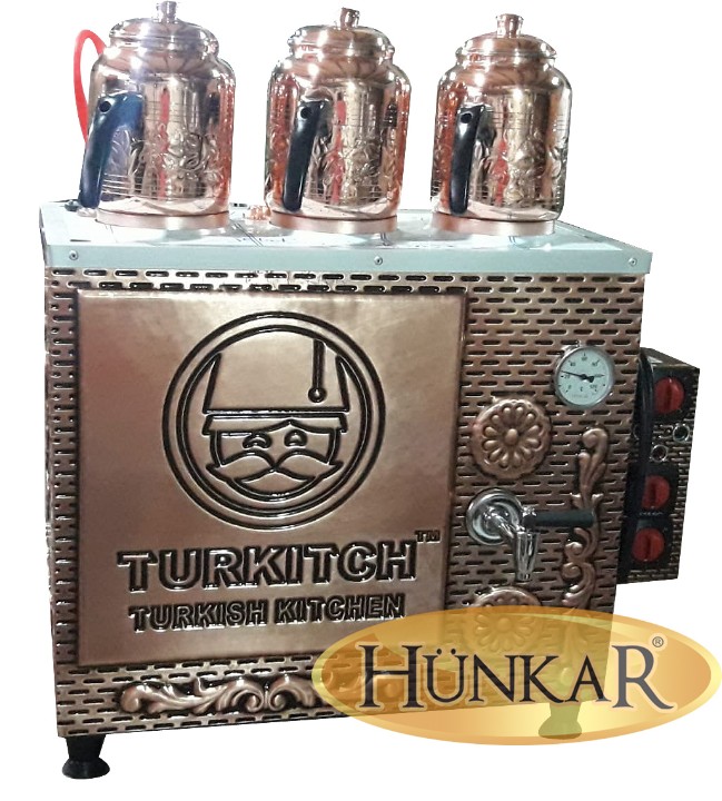 BAKIR ÇAY KAZANI SADE ELEKTRİKLİ 3'LÜ İZOLASYONLU SU OTOMATİKLİ ÇİFT REZİSTANSLI