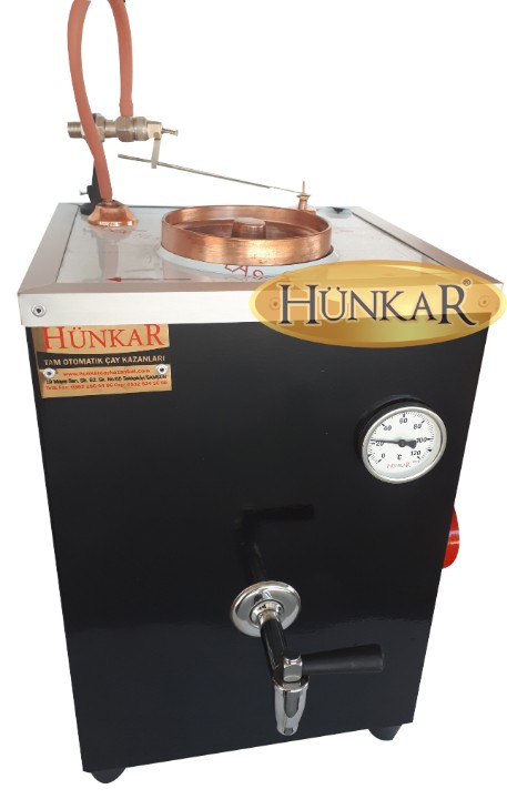 ÇAY KAZANI SİYAH DESENLİ SADE ELEKTRİKLİ SU OTOMATİKLİ YALITIMLI TEK DEMLİKLİ