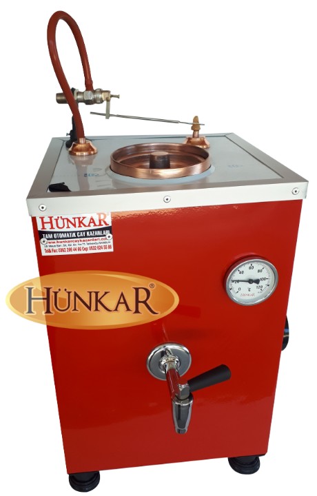 ÇAY KAZANI KIRMIZI DESENLİ SADE ELEKTRİKLİ SU OTOMATİKLİ YALITIMLI TEK DEMLİKLİ