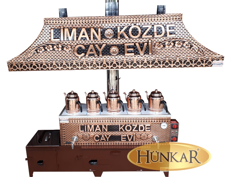 85 LİTRELİK SEMAVER BAKIR İŞLEMELİ 5 DEMLİKLİ SOBASI TUĞLALI YALITIMLI ELEKTRİKLİ KUMDA KAHVELİ SU OTOMATİKLİ SEMAVER