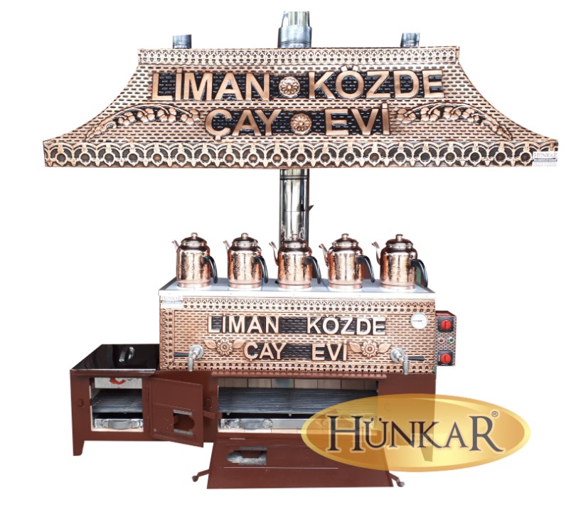 85 LİTRELİK SEMAVER BAKIR İŞLEMELİ 5 DEMLİKLİ SOBASI TUĞLALI YALITIMLI ELEKTRİKLİ KUMDA KAHVELİ SU OTOMATİKLİ SEMAVER