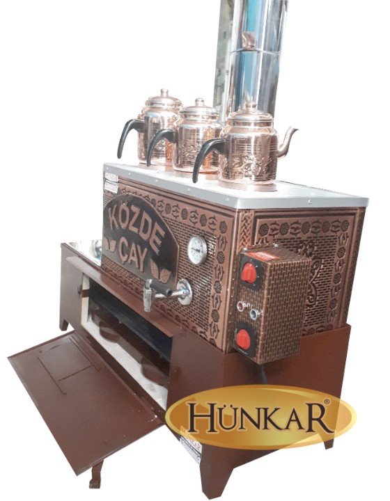 40 LİTRELİK 3 DEMLİKLİ BAKIR SOBASI ODUNLU KÖMÜRLÜ TUĞLALI YALITIMLI ELEKTRİKLİ KUMDA KAHVELİ SU OTOMATİKLİ SEMAVER ÇAY KAZANI