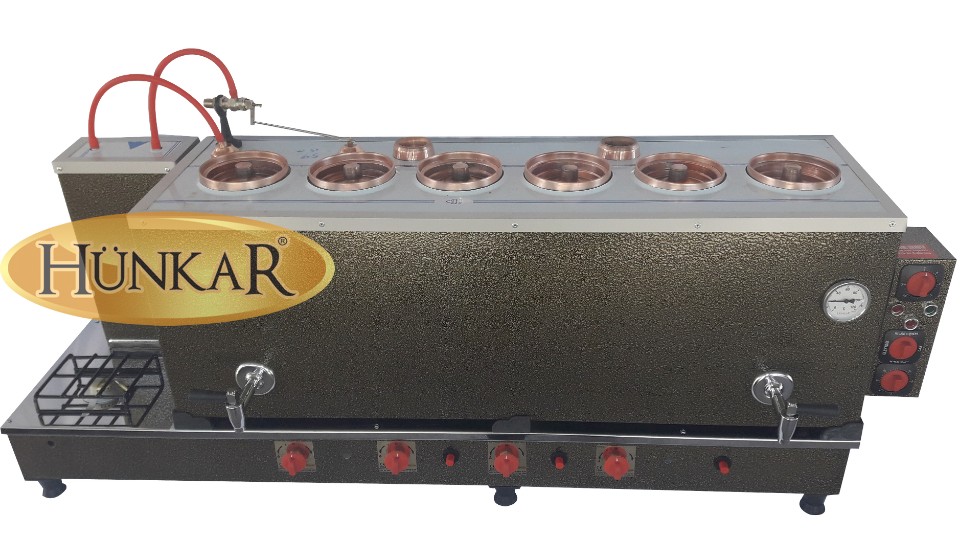 ÇAY KAZANI 6 DEMLİKLİ STATİK BOYALI ELEKTRİKLİ VE TÜPLÜ EMNİYET VENTİLLİ TERMOKUPURLU ÇİFT MUSLUKLU 