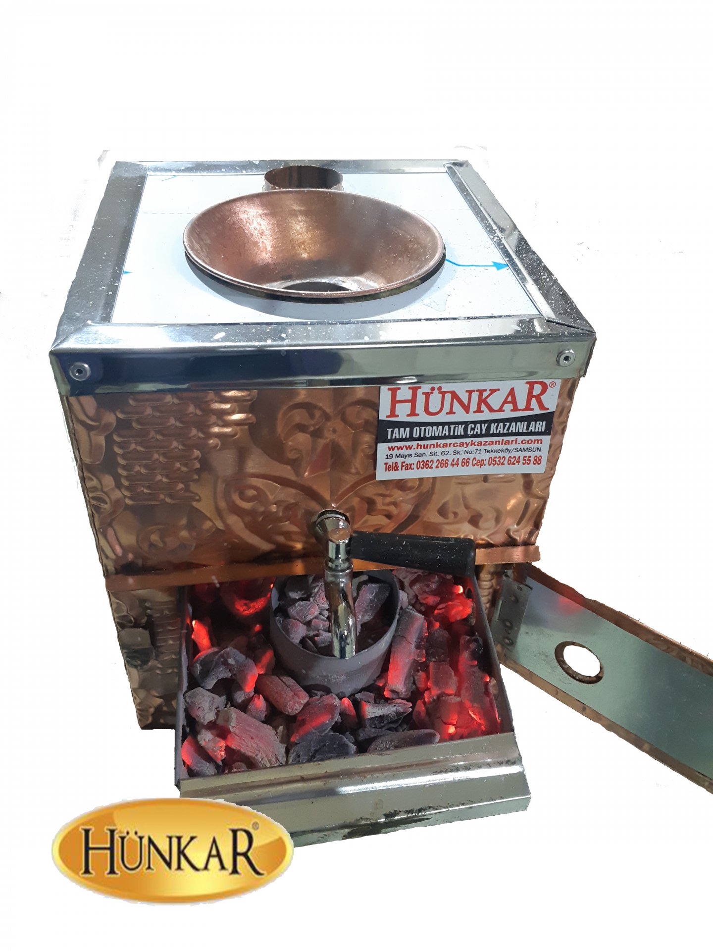 KÖMÜRLÜ - JELLİ YALITIMLI 3 LİTRE BAKIR SEMAVER 