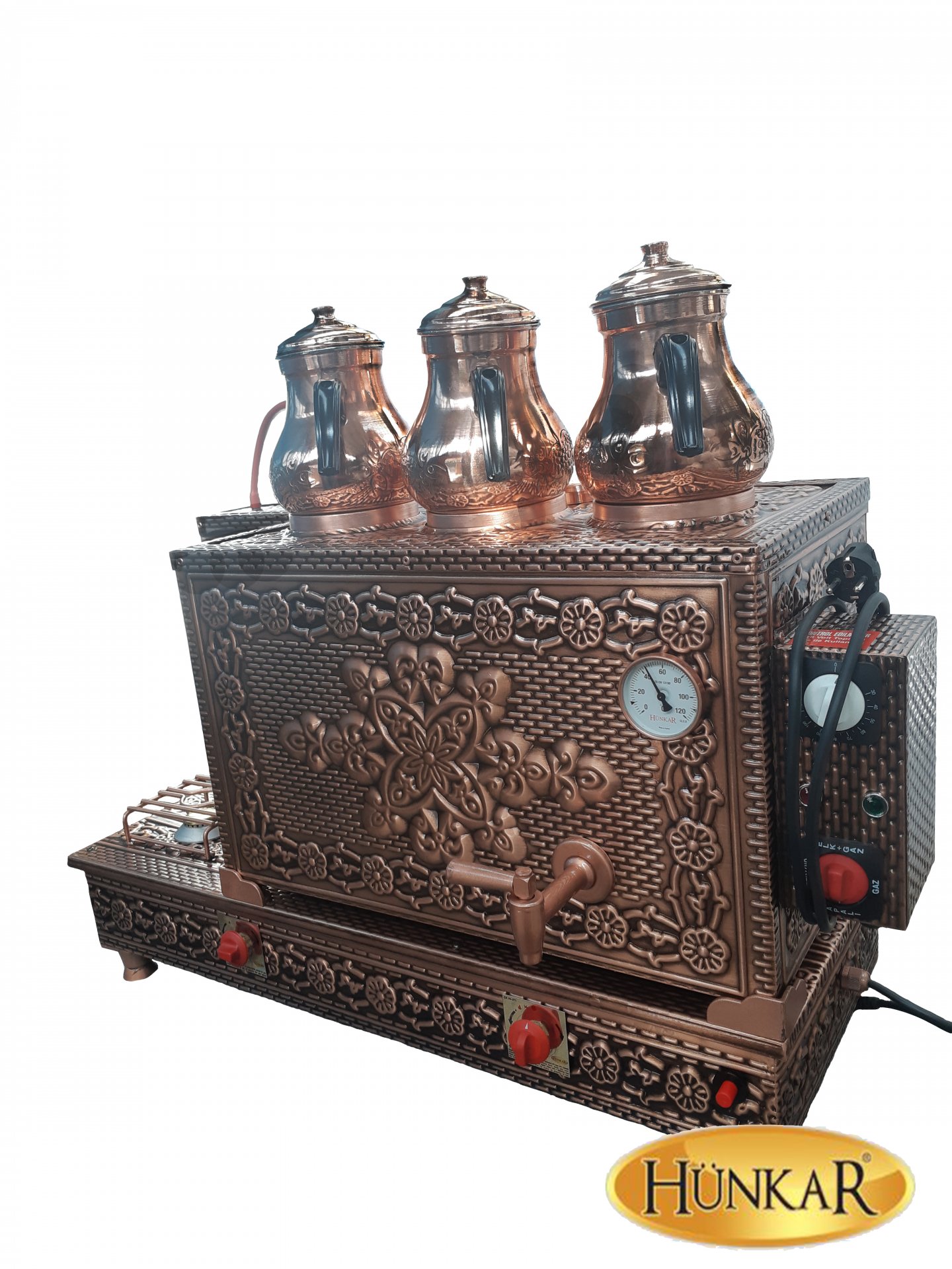 Özel İmalat komple Bakır 3'lü Çay Kazanı emniyet ventilli 40 litre 