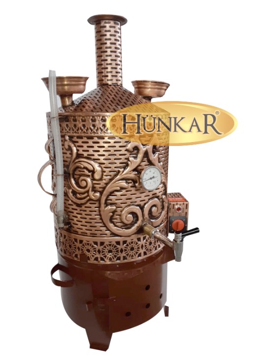 SEMAVER SADE ELEKTRİKLİ 2 DEMLİKLİ 30 LİTRE VERNİKLİ VE ESKİTMELİ ISI GÖSTERGELİ SU GÖSTERGELİ