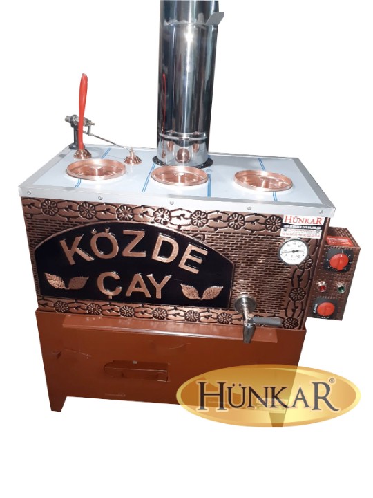 BAKIR ELEKTRİKLİ 3 DEMLİKLİ 40 LİTRELİK SOBASI ATEŞ TUĞLALI YALITIMLI VE İZALASYONLU SU OTOMATİKLİ ÇAY KAZANI