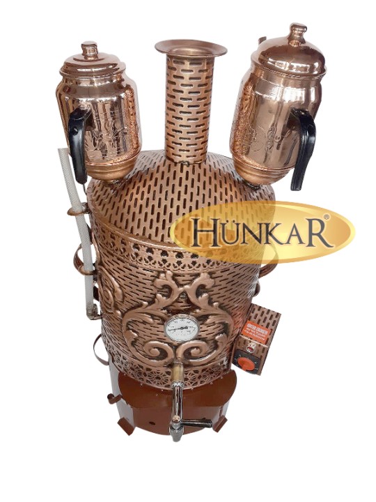 SEMAVER SADE ELEKTRİKLİ 2 DEMLİKLİ 30 LİTRE VERNİKLİ VE ESKİTMELİ ISI GÖSTERGELİ SU GÖSTERGELİ
