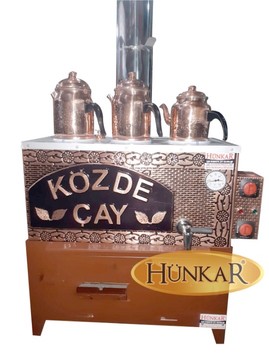 BAKIR ELEKTRİKLİ 3 DEMLİKLİ 40 LİTRELİK SOBASI ATEŞ TUĞLALI YALITIMLI VE İZALASYONLU SU OTOMATİKLİ ÇAY KAZANI