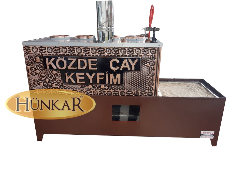 BAKIR 60 LİTRELİK 4 DEMLİKLİ SOBASI TUĞLALI ODUNLU KÖMÜRLÜ YALITIMLI  KUMDA KAHVELİ SU OTOMATİKLİ ÇAY KAZANI