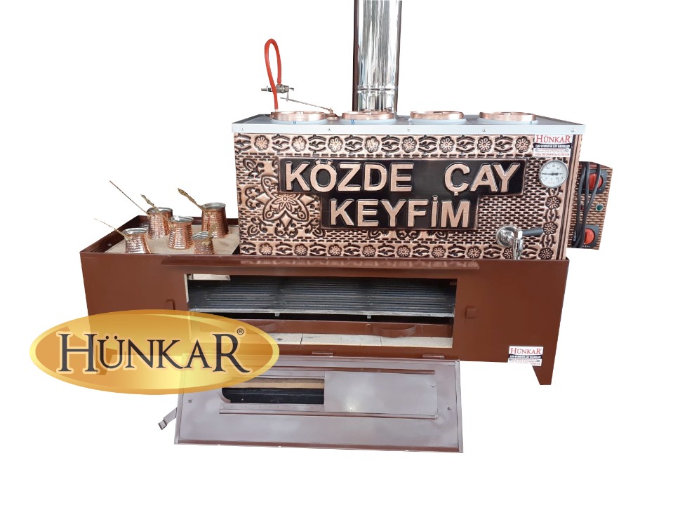 BAKIR 60 LİTRELİK 4 DEMLİKLİ SOBASI TUĞLALI ODUNLU KÖMÜRLÜ YALITIMLI  KUMDA KAHVELİ SU OTOMATİKLİ ÇAY KAZANI
