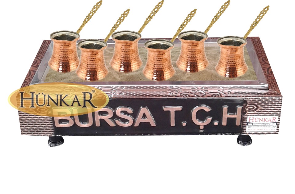 KUMDA KAHVE BAKIR İŞLEMELİ KÖMÜRLÜ ÇİFT CİDARLI 60x40x18 cm
