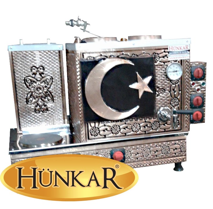 ÇAY KAZANI 2 DEMLİKLİ SADE ELEKTRİKLİ AY YILDIZ BAKIR İŞLEMELİ PLEYTLİ SU OTOMATİKLİ YALITIMLI ÇİFT 