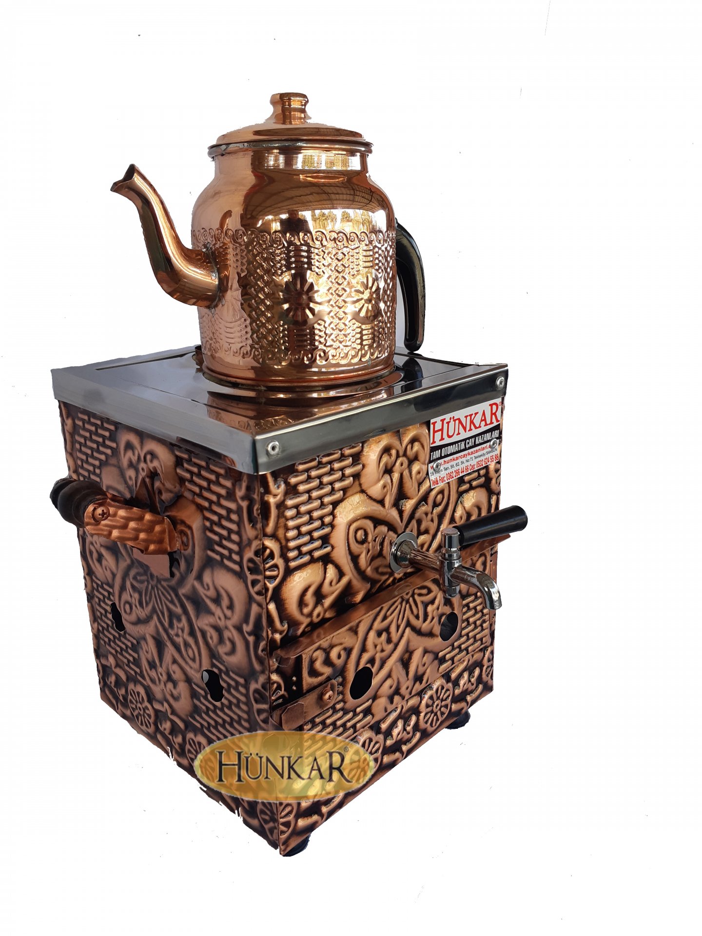 KÖMÜRLÜ - JELLİ YALITIMLI 3 LİTRE BAKIR SEMAVER 