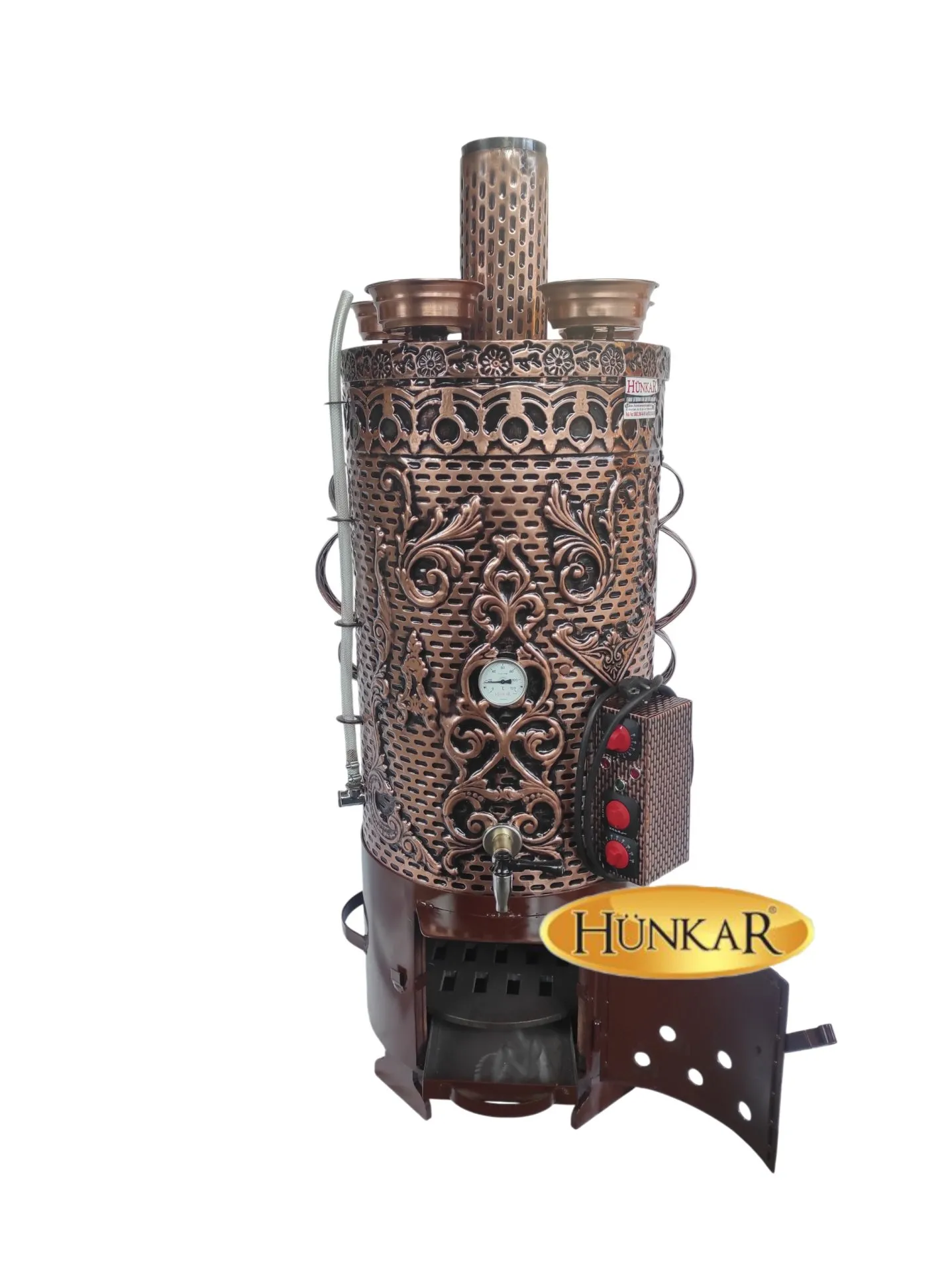 80 LT ISI YALITIMLI 4 DEMLİKLİ ELEKTRİKLİ ODUNLU BAKIR SEMAVER 