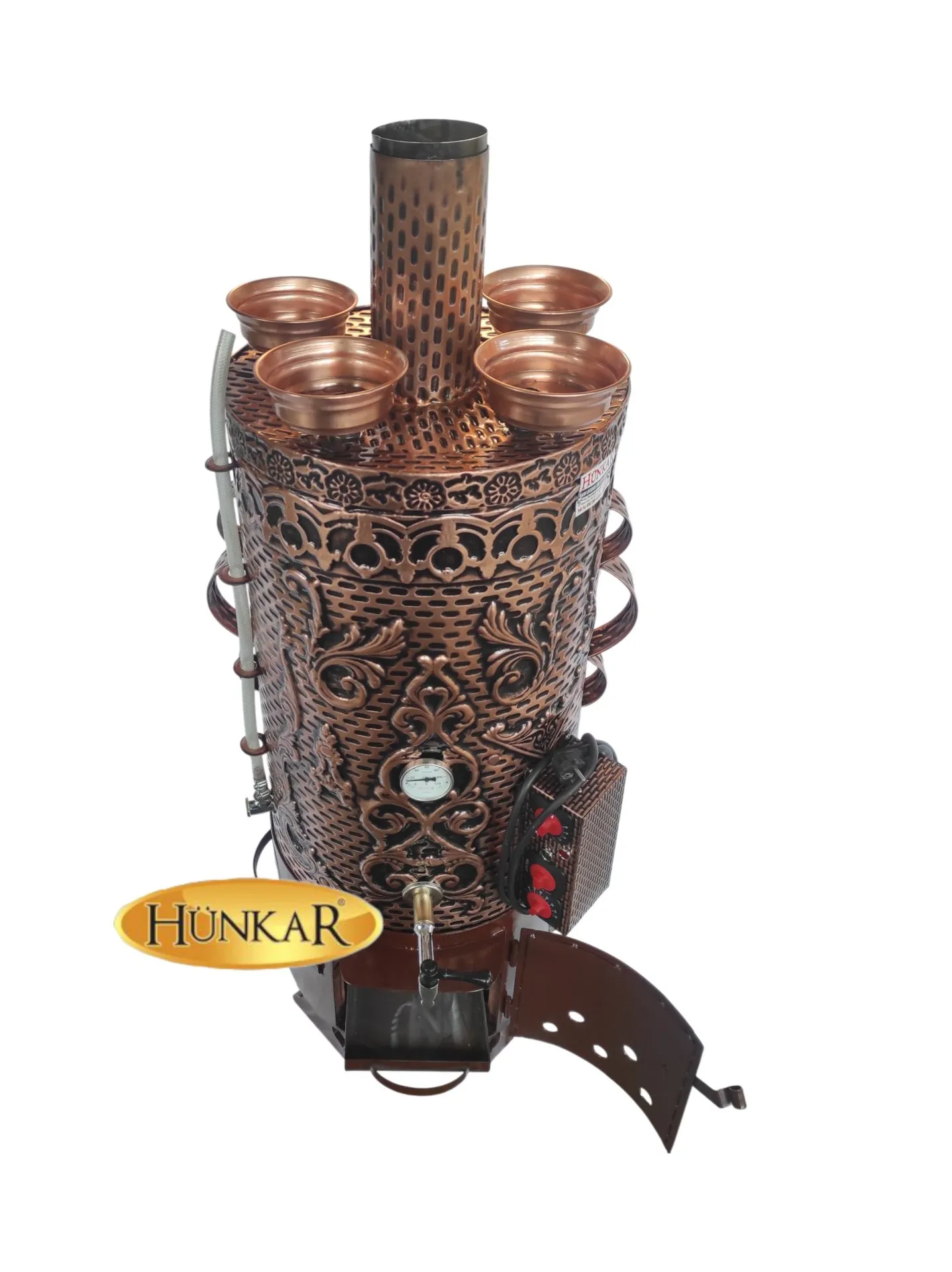 80 LT ISI YALITIMLI 4 DEMLİKLİ ELEKTRİKLİ ODUNLU BAKIR SEMAVER 