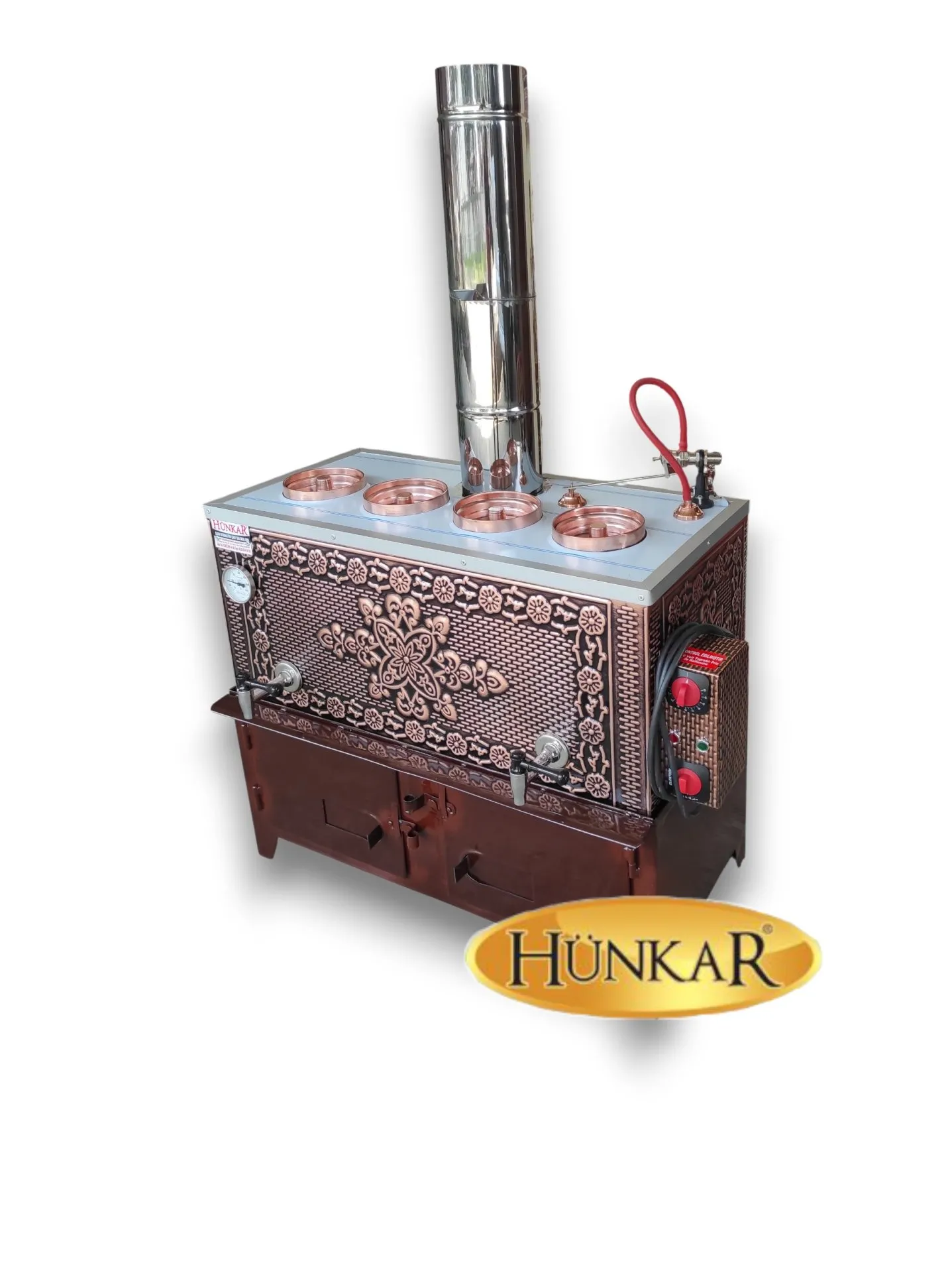4LÜ BAKIR İŞLEMELİ ISI YALITIMLI SU OTOMATİKLİ ODUNLU BAKIR ÇAY KAZANI  