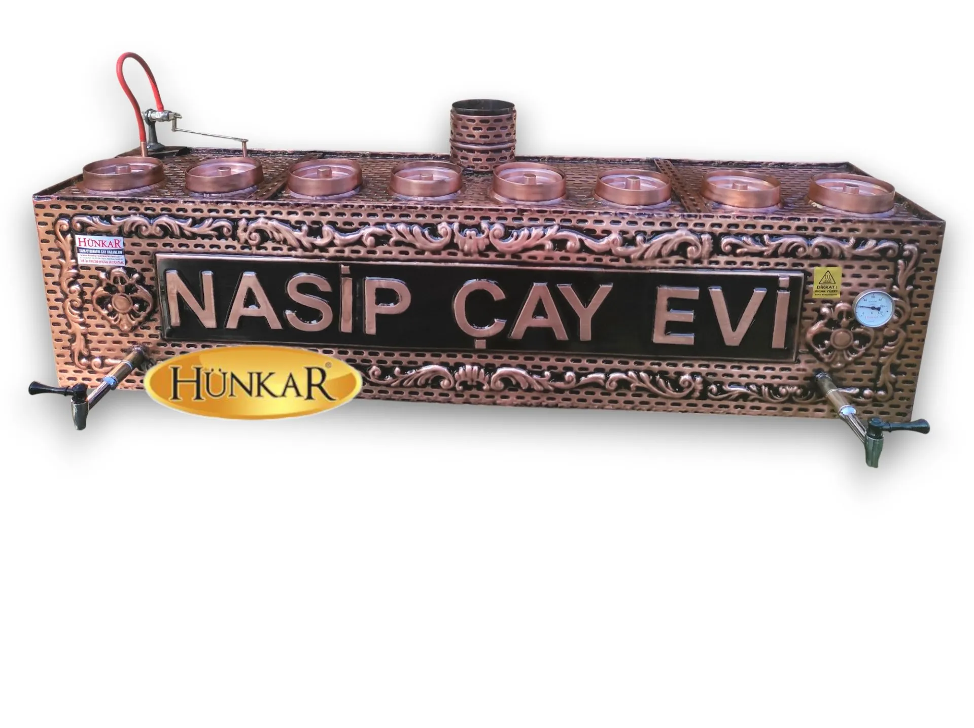 8 DEMLİKLİ SU OTOMATİKLİ ODUNLU KÖMÜRLÜ ÇAY KAZANI ÜST