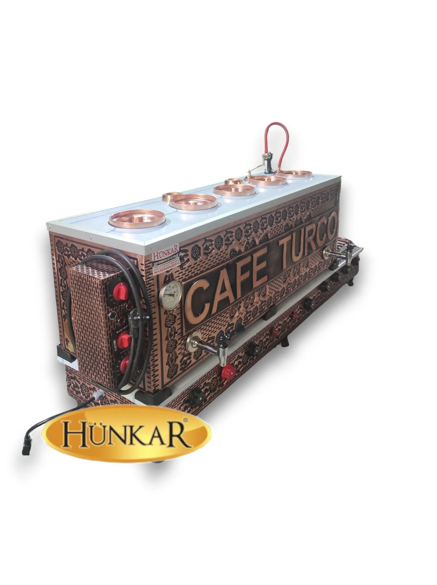 4 KAHVECİ GÖZLÜ 5 Lİ İÇİ BAKIR DIŞI BAKIR TAM OTOMATİK ÇAY KAZANI  