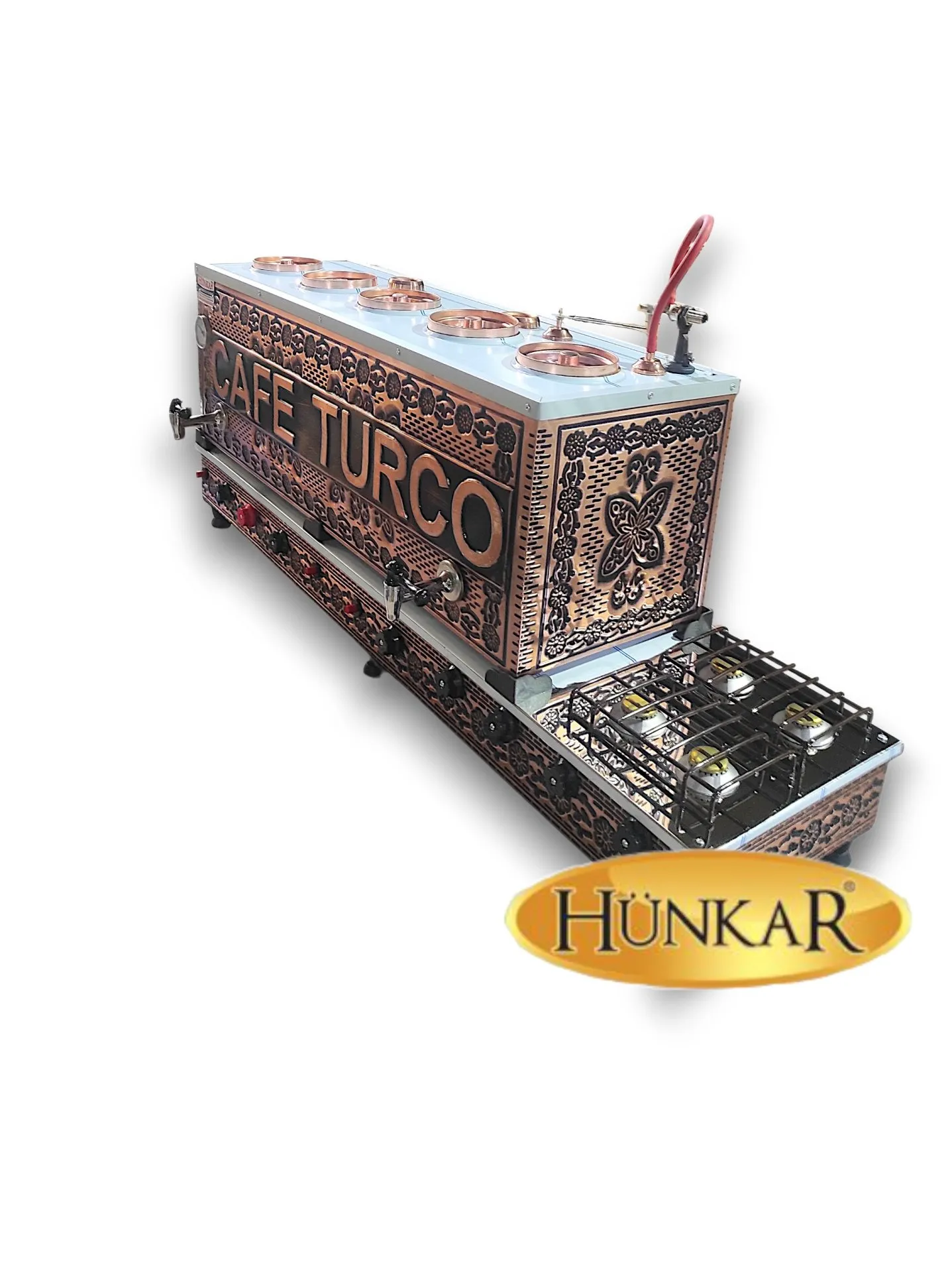 4 KAHVECİ GÖZLÜ 5 Lİ İÇİ BAKIR DIŞI BAKIR TAM OTOMATİK ÇAY KAZANI  