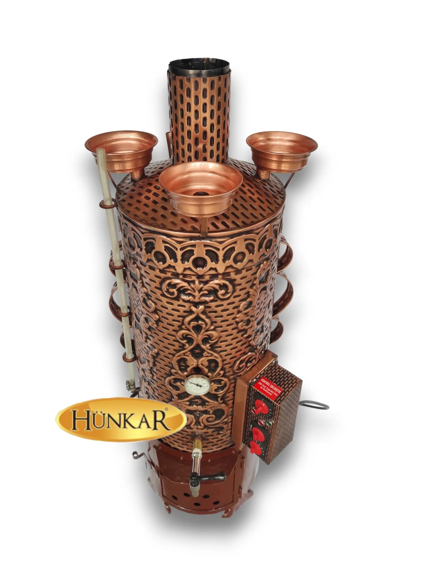 3 DEMLİKLİ 80 LİTRE ÇİFT REZİSTANSLI ATEŞ TUĞLALI BAKIR SEMAVER