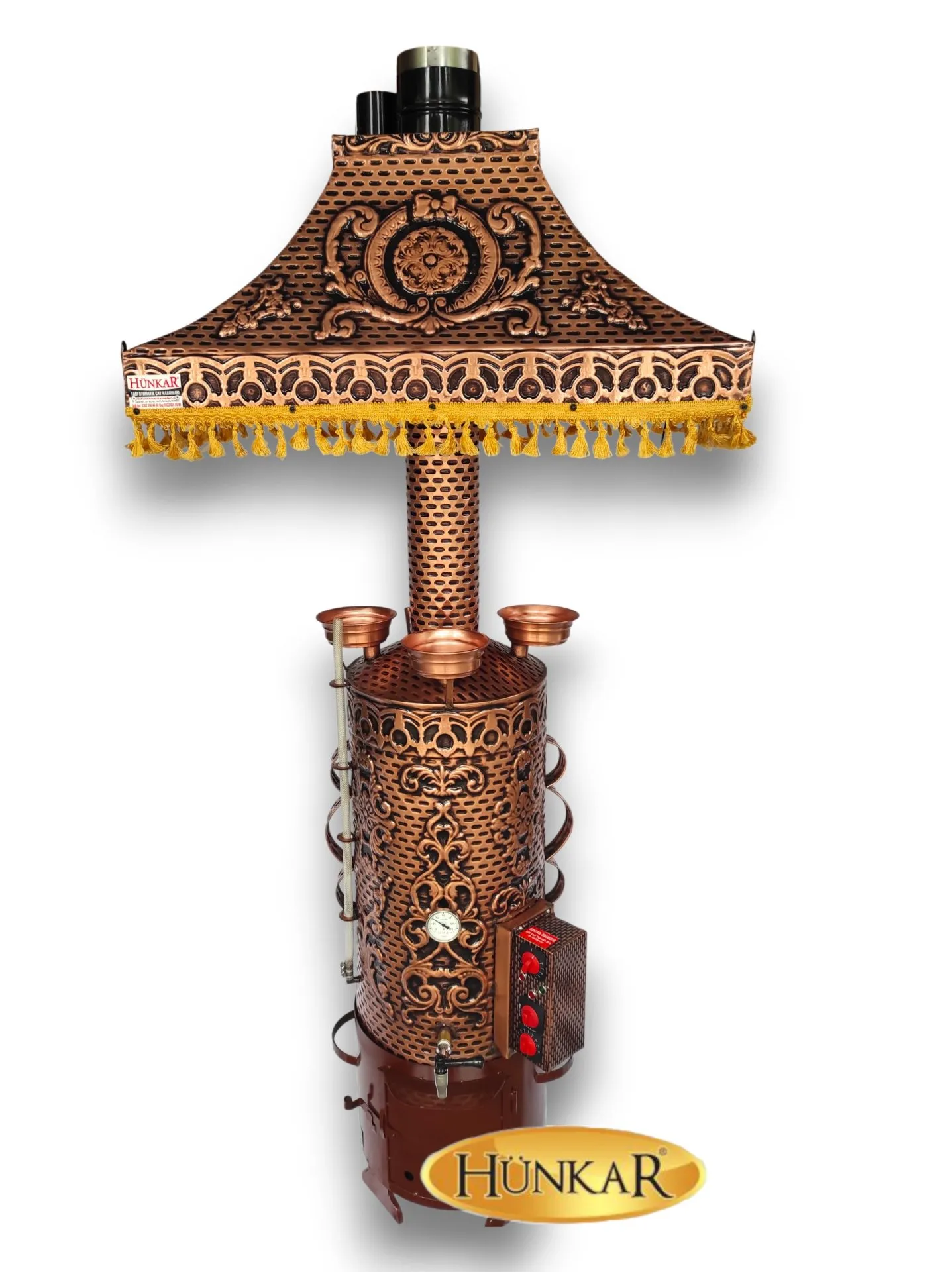 80 LİTRE DAVLUMBAZI LEDLİ ÇİFT REZİSTANSLI ODUNLU- KÖMÜRLÜ BAKIR SEMAVER 