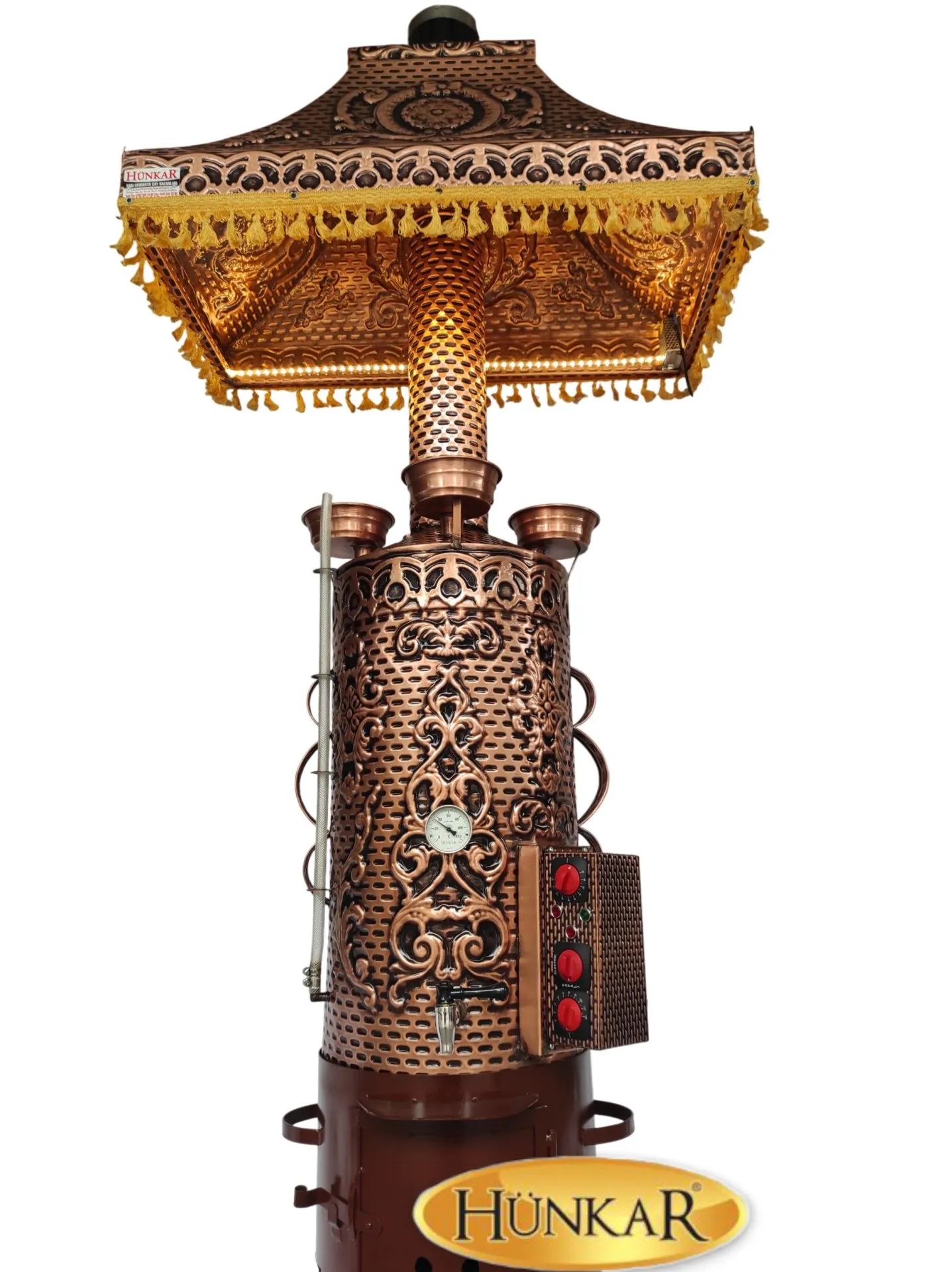 80 LİTRE DAVLUMBAZI LEDLİ ÇİFT REZİSTANSLI ODUNLU- KÖMÜRLÜ BAKIR SEMAVER 