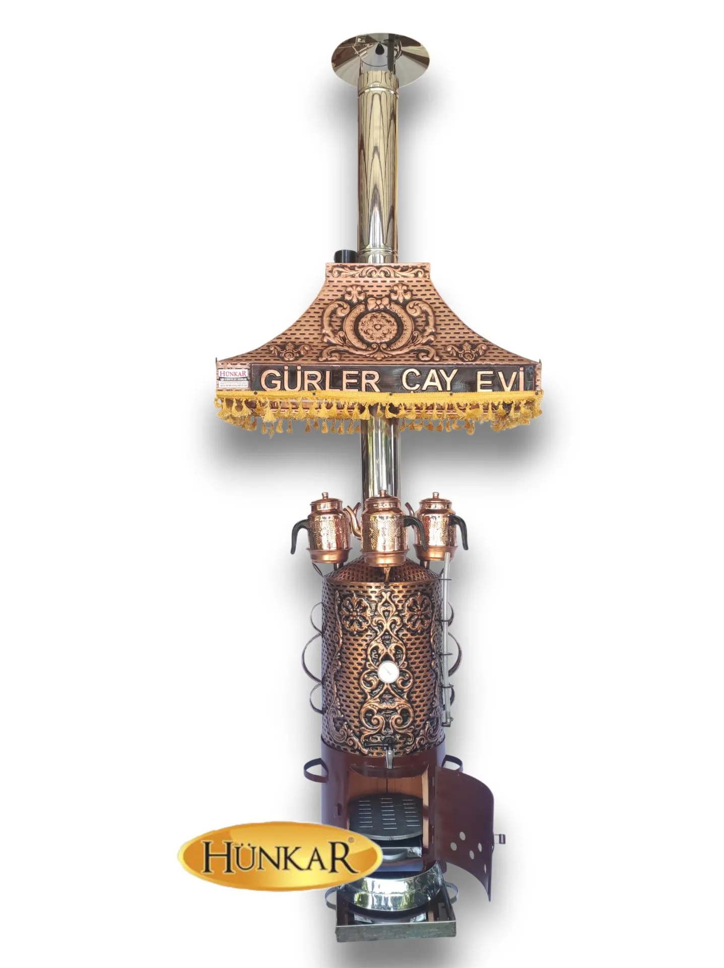 50 LİTRE DAVLUMBAZI YAZILI- LEDLİ İŞLEMELİ BAKIR SEMAVER 