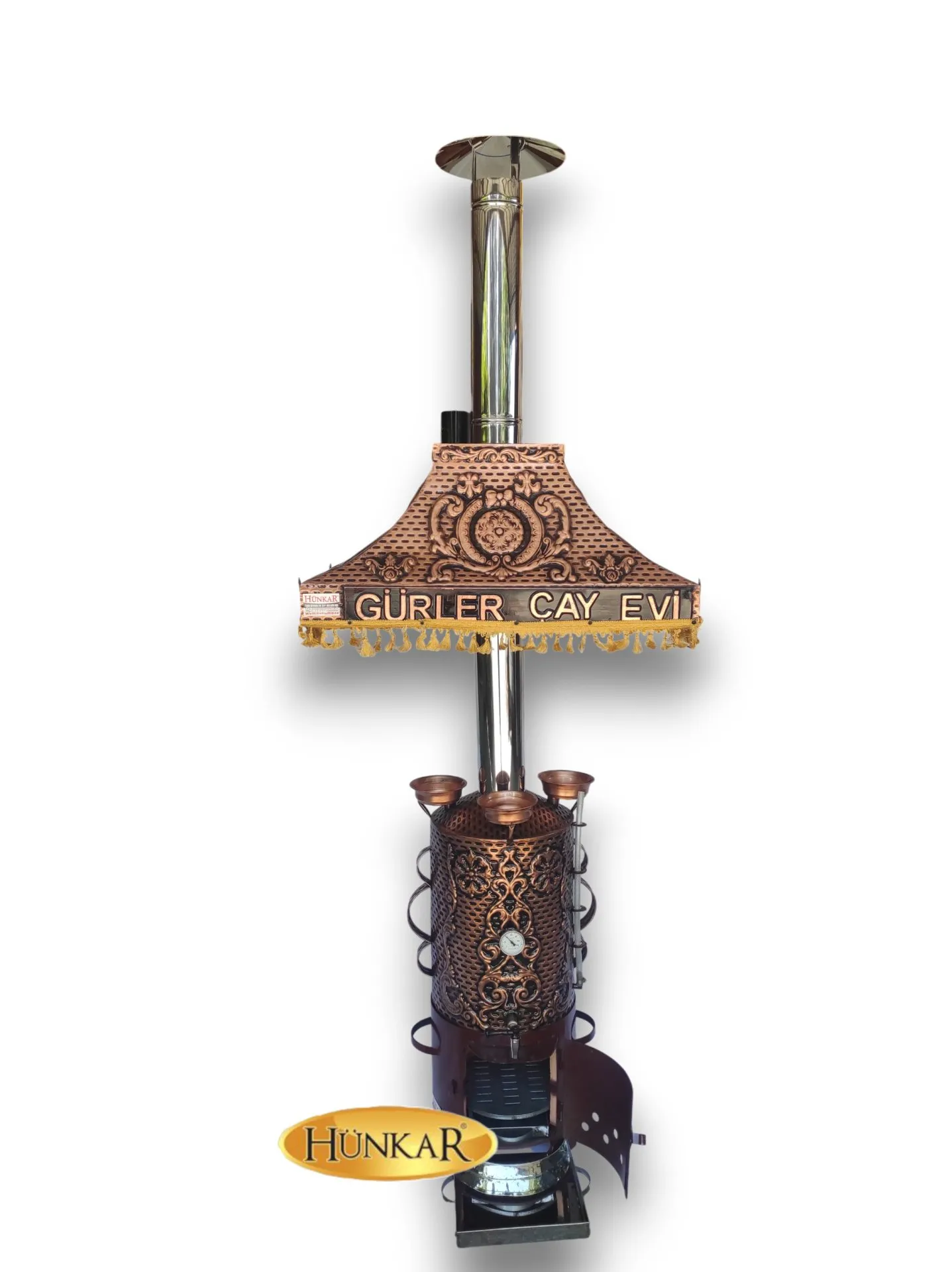 50 LİTRE DAVLUMBAZI YAZILI- LEDLİ İŞLEMELİ BAKIR SEMAVER 