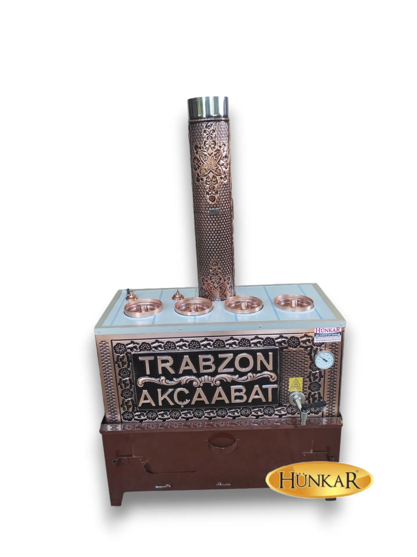 ÖZEL YAZILI 60 LT 4 LÜ BAKIR İŞLEMELİ YALITIMLI SU OTOMATİKLİ BAKIR KÖMÜRLÜ ÇAY KAZANI 