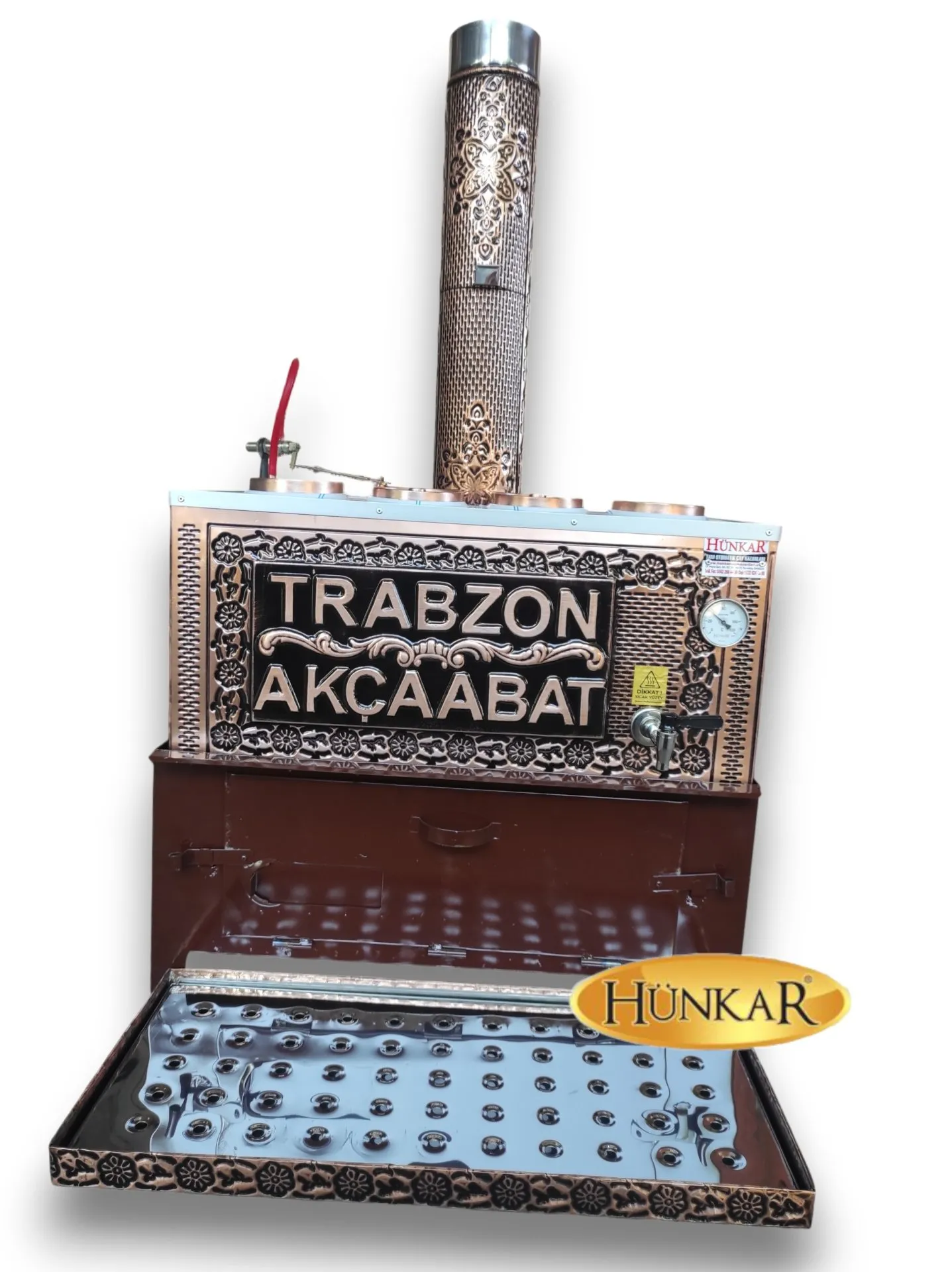 ÖZEL YAZILI 60 LT 4 LÜ BAKIR İŞLEMELİ YALITIMLI SU OTOMATİKLİ BAKIR KÖMÜRLÜ ÇAY KAZANI 