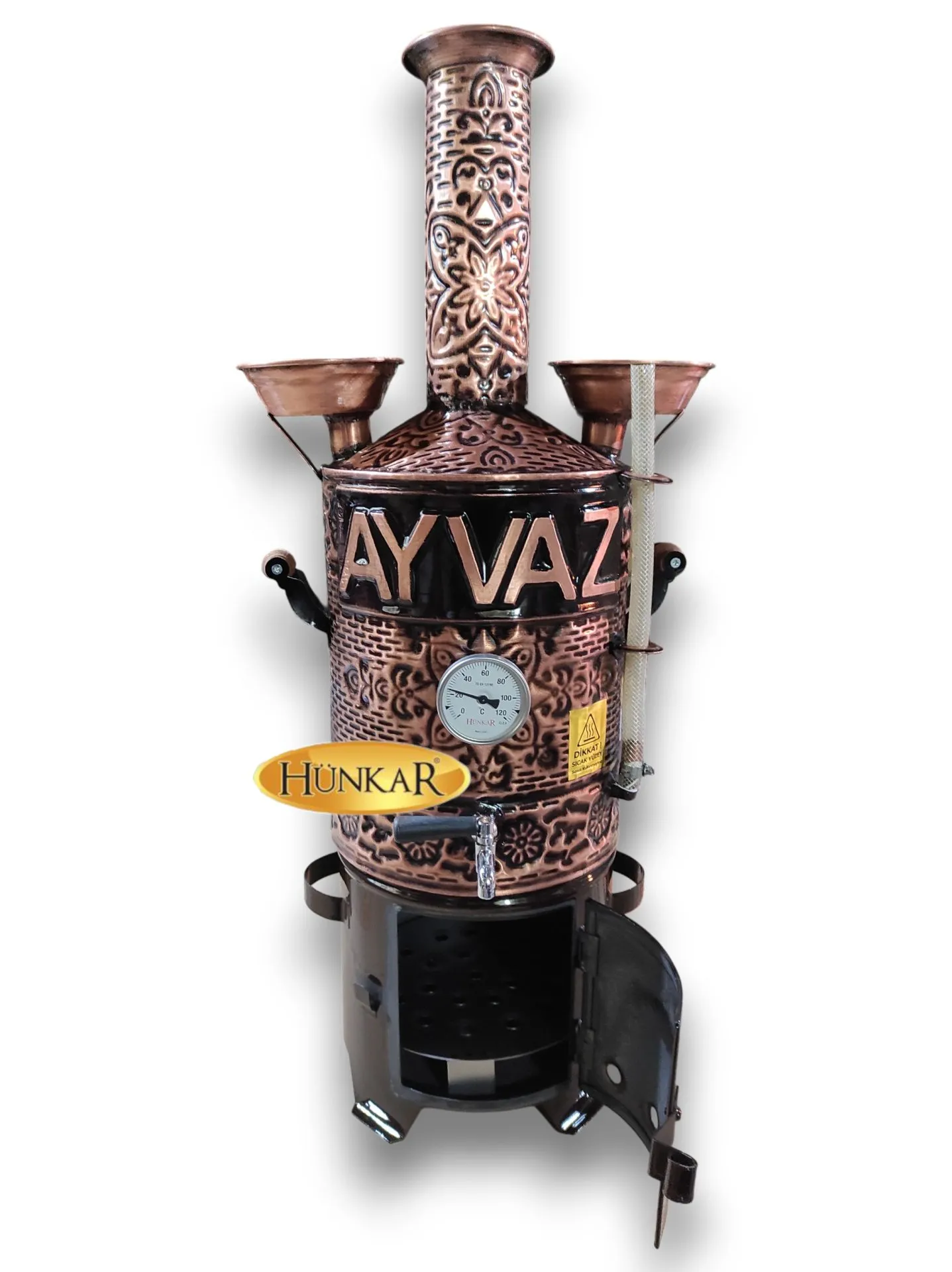 ÖZEL YAZILI 10 LİTRE GÖSTERGELİ İŞLEMELİ BAKIR PİKNİK SEMAVERİ 