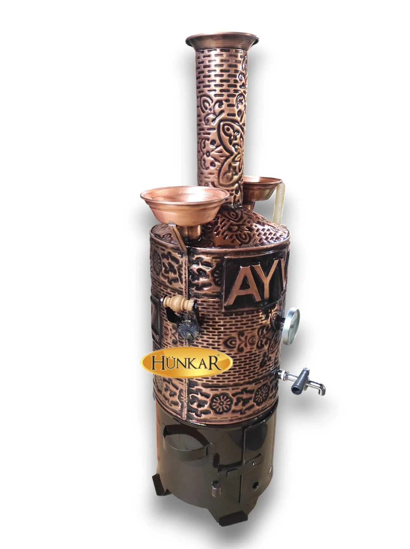 ÖZEL YAZILI 10 LİTRE GÖSTERGELİ İŞLEMELİ BAKIR PİKNİK SEMAVERİ 