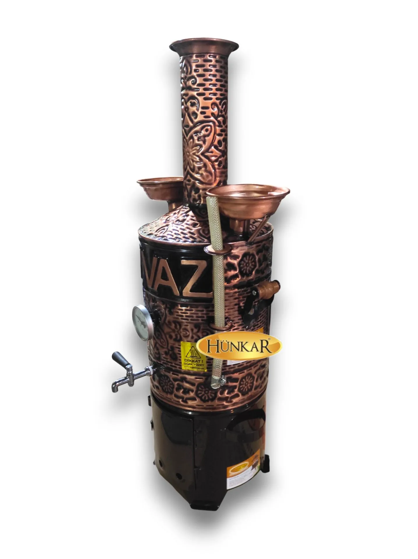 ÖZEL YAZILI 10 LİTRE GÖSTERGELİ İŞLEMELİ BAKIR PİKNİK SEMAVERİ 