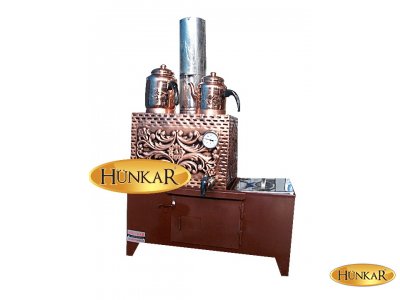 2 Demlikli 30 litre bakır Sobalı Kumda Kahveli Ateş Tuğlalı Çay Kazanı
