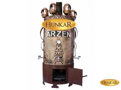 270 LİTRELİK ODUNLU KÖMÜRLÜ BAKIR  ATEŞ TUĞLALI  4 DEMLİKLİ SEMAVER GÖRÜNÜMLÜ