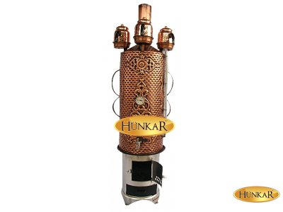 60 litrelik 3 demlikli bakır ODUNLU KÖMÜRLÜ ATEŞ TUĞLASIZ UZUN GÖRÜNÜMLÜ 