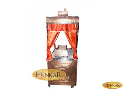 KAHVECİ GÜZELİ BAKIR İŞLEMELİ 120 cm ÜSTÜNDE 90x45 cm ÇİFT REZİSTANSLI KUMDA KAHVE MAKİNASI