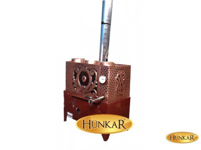Odunlu Kömürlü 3 Demlikli 40 litre Ateş Tuğlalı Uyutmalı bakır çay kazanı 